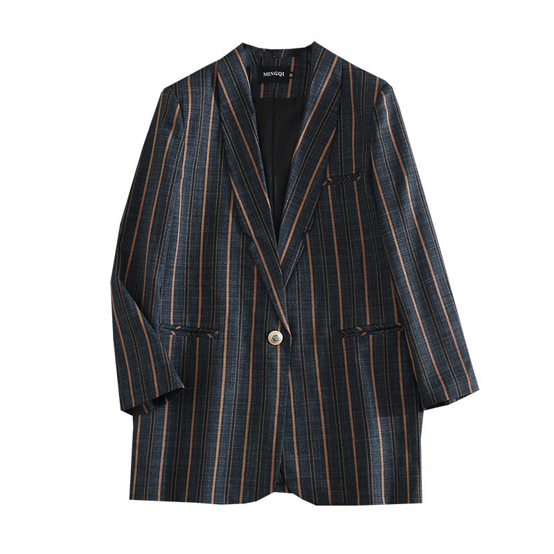 Temperament striped small suit suit women