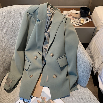 Design Sense Fashionable Foreign Style Loose Casual Small Suit Women''s Korean Autumn Temperament Splicing Cool Wind Suit Coat