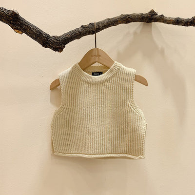 Knitted Vest Men And Women Baby Simple Western Trend Round Neck Sweater Vest Children'S Clothing