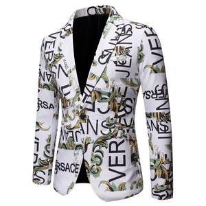 Trendy Letter Print Slim Suit for Men – Stylish Fit