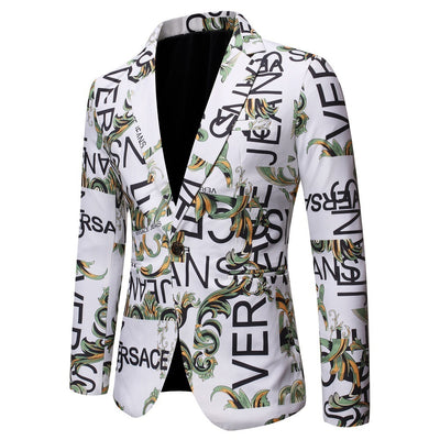 Trendy Letter Print Slim Suit for Men – Stylish Fit