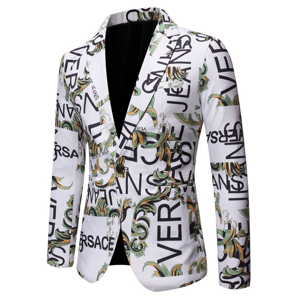 Trendy Letter Print Slim Suit for Men – Stylish Fit