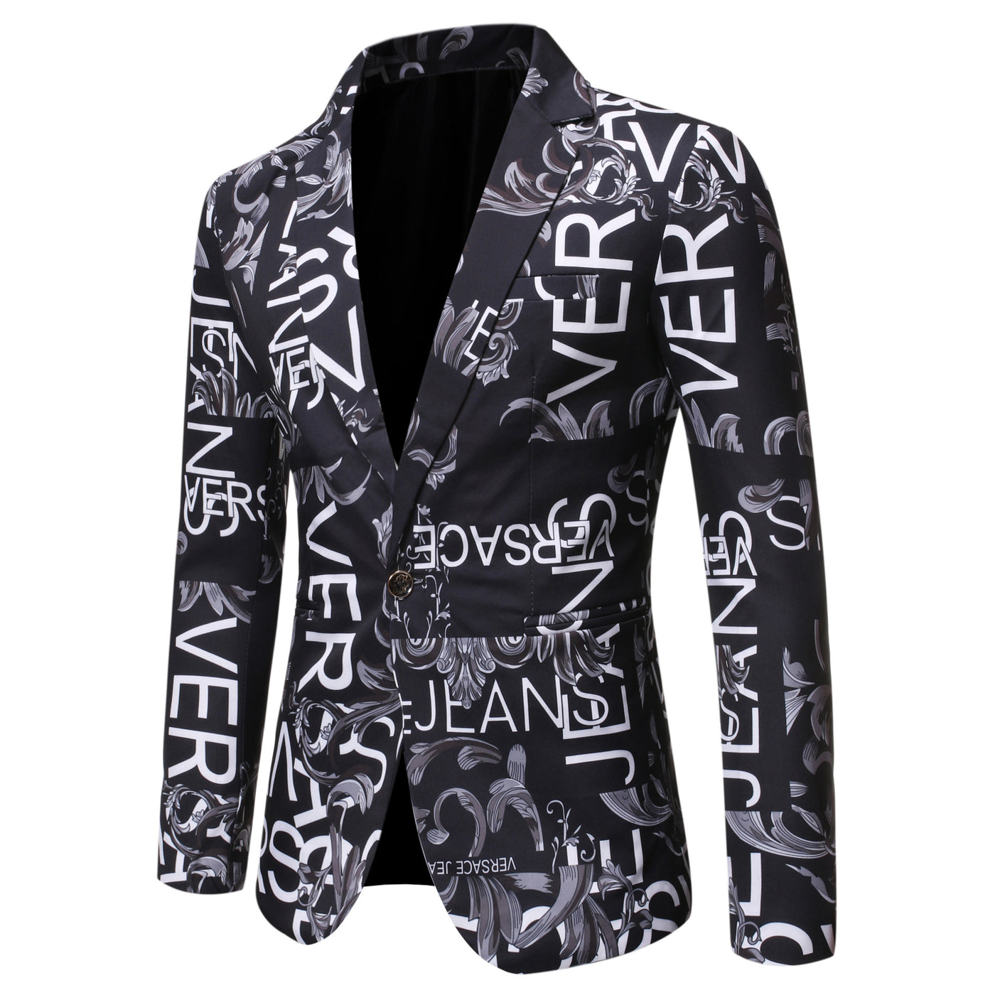 Trendy Letter Print Slim Suit for Men – Stylish Fit