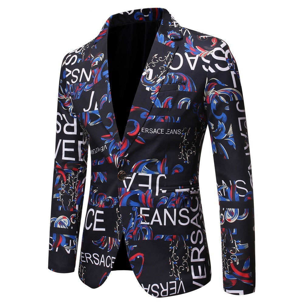 Trendy Letter Print Slim Suit for Men – Stylish Fit