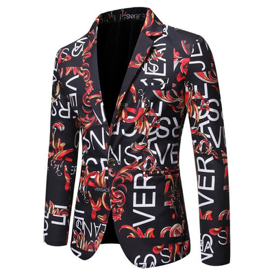 Trendy Letter Print Slim Suit for Men – Stylish Fit