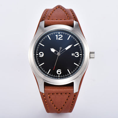 Luminous calendar leather strap men's watch