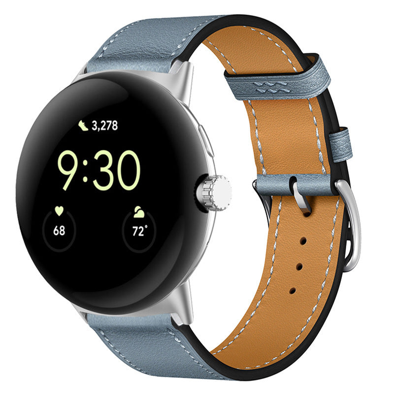 Applicable To Google Watch Microfiber PU Leather Contrast Color Strap