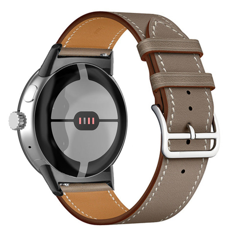 Applicable To Google Watch Microfiber PU Leather Contrast Color Strap