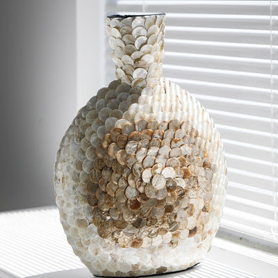 French Entry Lux Golden Shell Art Vase