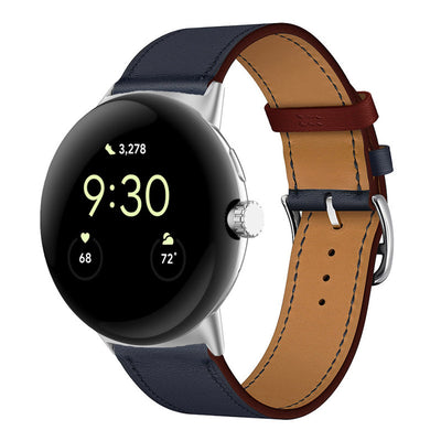 Applicable To Google Watch Microfiber PU Leather Contrast Color Strap