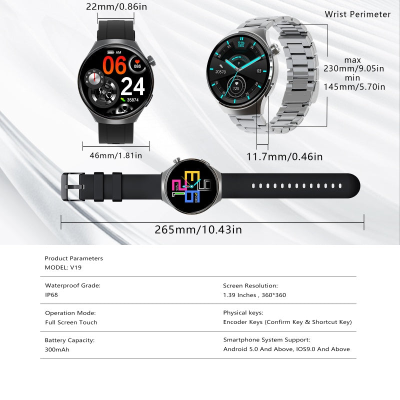 SENBONO V19 Business Men Smart Watch Answer Call Heart Rate Water Proof Sports Fitness Smartwatch Men