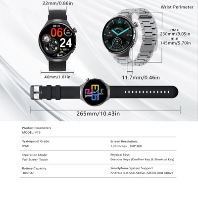 SENBONO V19 Business Men Smart Watch Answer Call Heart Rate Water Proof Sports Fitness Smartwatch Men
