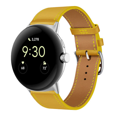 Applicable To Google Watch Microfiber PU Leather Contrast Color Strap