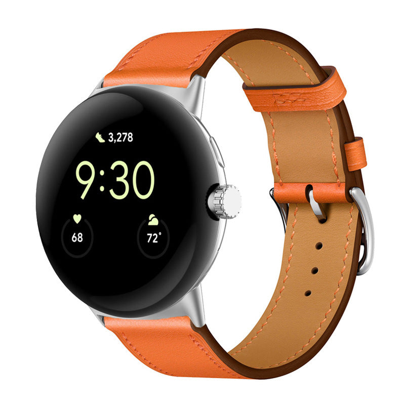 Applicable To Google Watch Microfiber PU Leather Contrast Color Strap