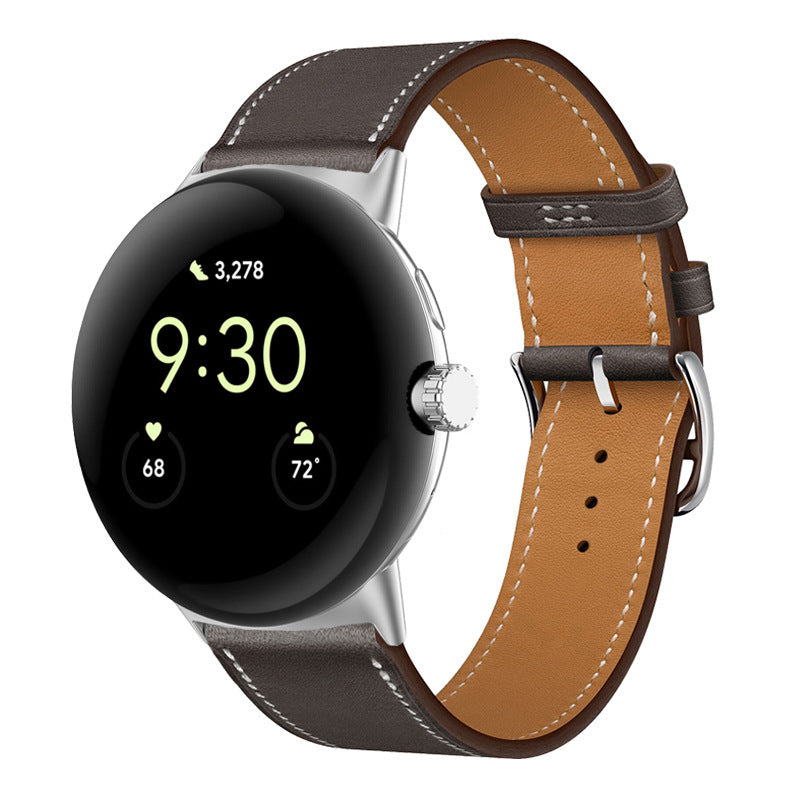Applicable To Google Watch Microfiber PU Leather Contrast Color Strap
