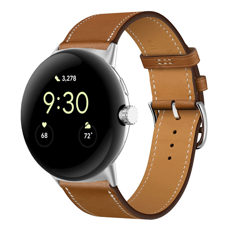 Applicable To Google Watch Microfiber PU Leather Contrast Color Strap