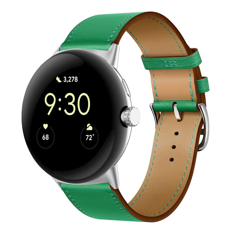 Applicable To Google Watch Microfiber PU Leather Contrast Color Strap